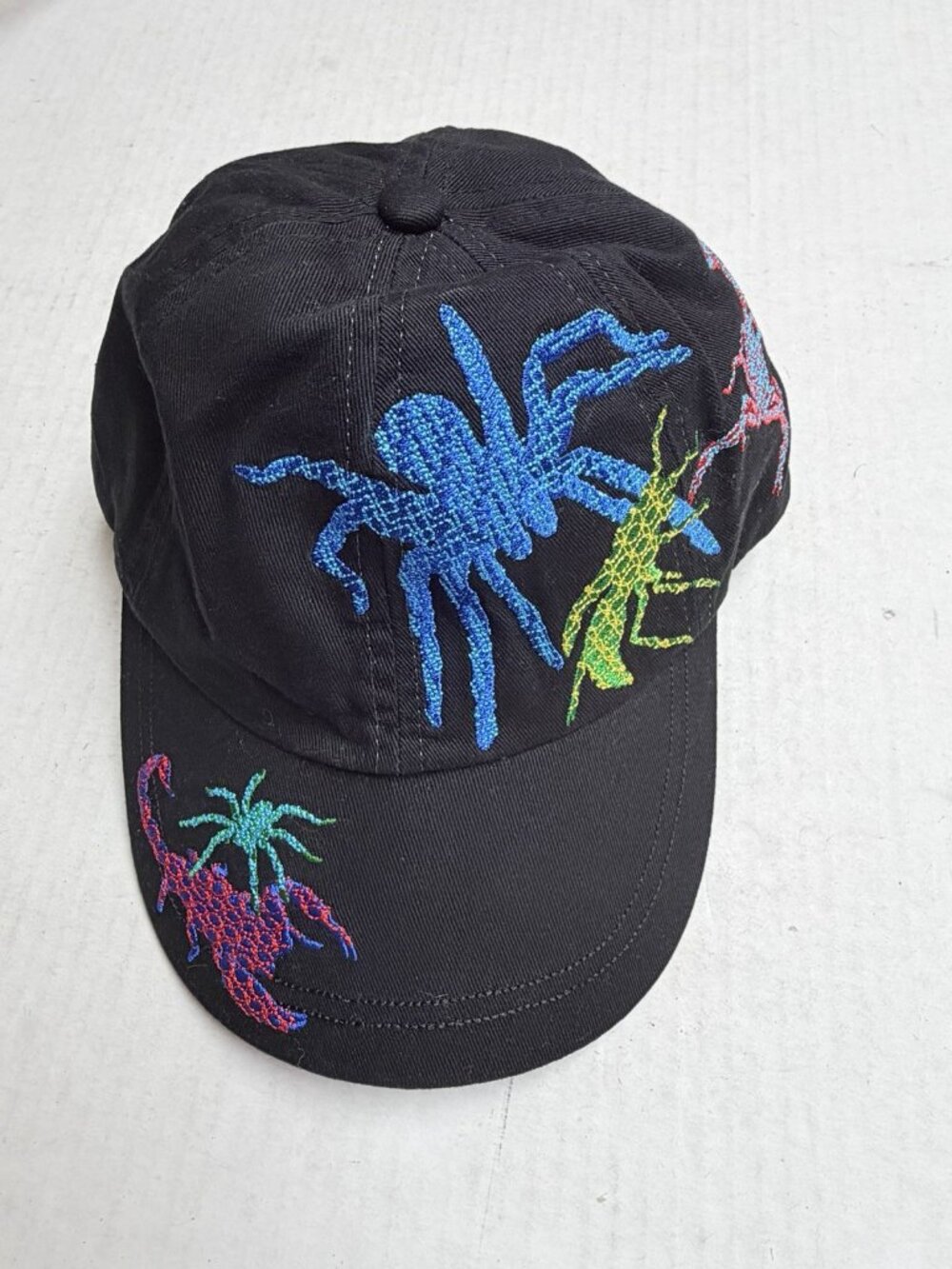 Kids Bugs Scorpion Spider Ball Cap Hat Fitted Baseball Embroidered Black